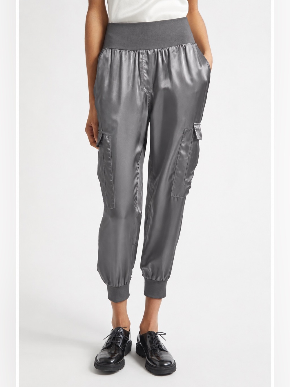 Cinq à Sept $265 Gray Crop Cargo Joggers - Size XS